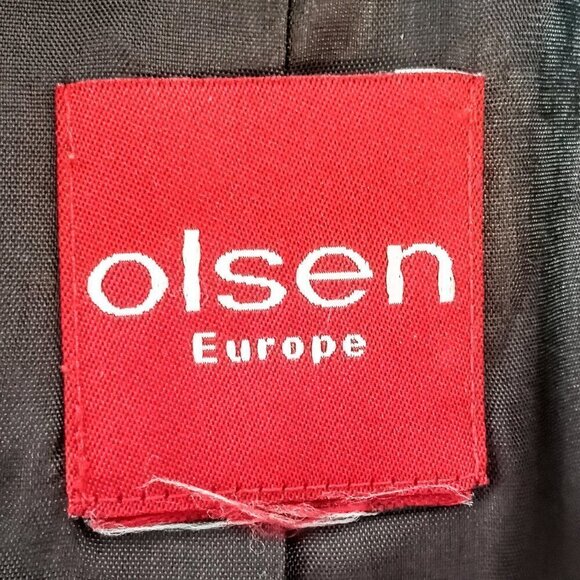 Olsen Europe Brown Jacquard Rabbit Fur Trim Coat - Picture 6 of 6